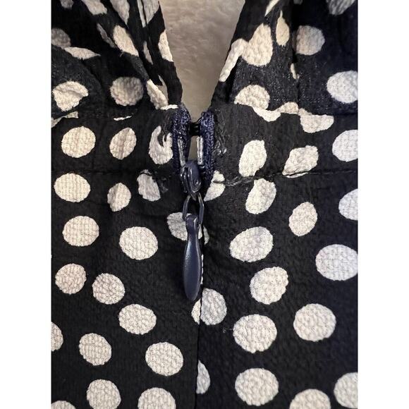 Betsey Johnson Women's Midi Dress Size14 Navy Polka Dot Ruffle Vtg Inspired - Picture 6 of 8